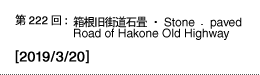 第222回：箱根旧街道石畳・Stone‐paved Road of Hakone Old Highway